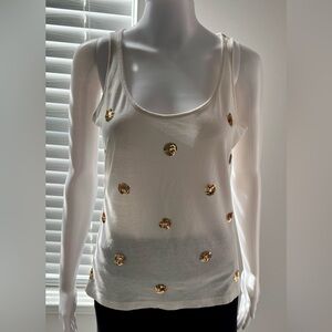 Banana Republic women's sleeveless tank top, size XS, ivory, with beading.